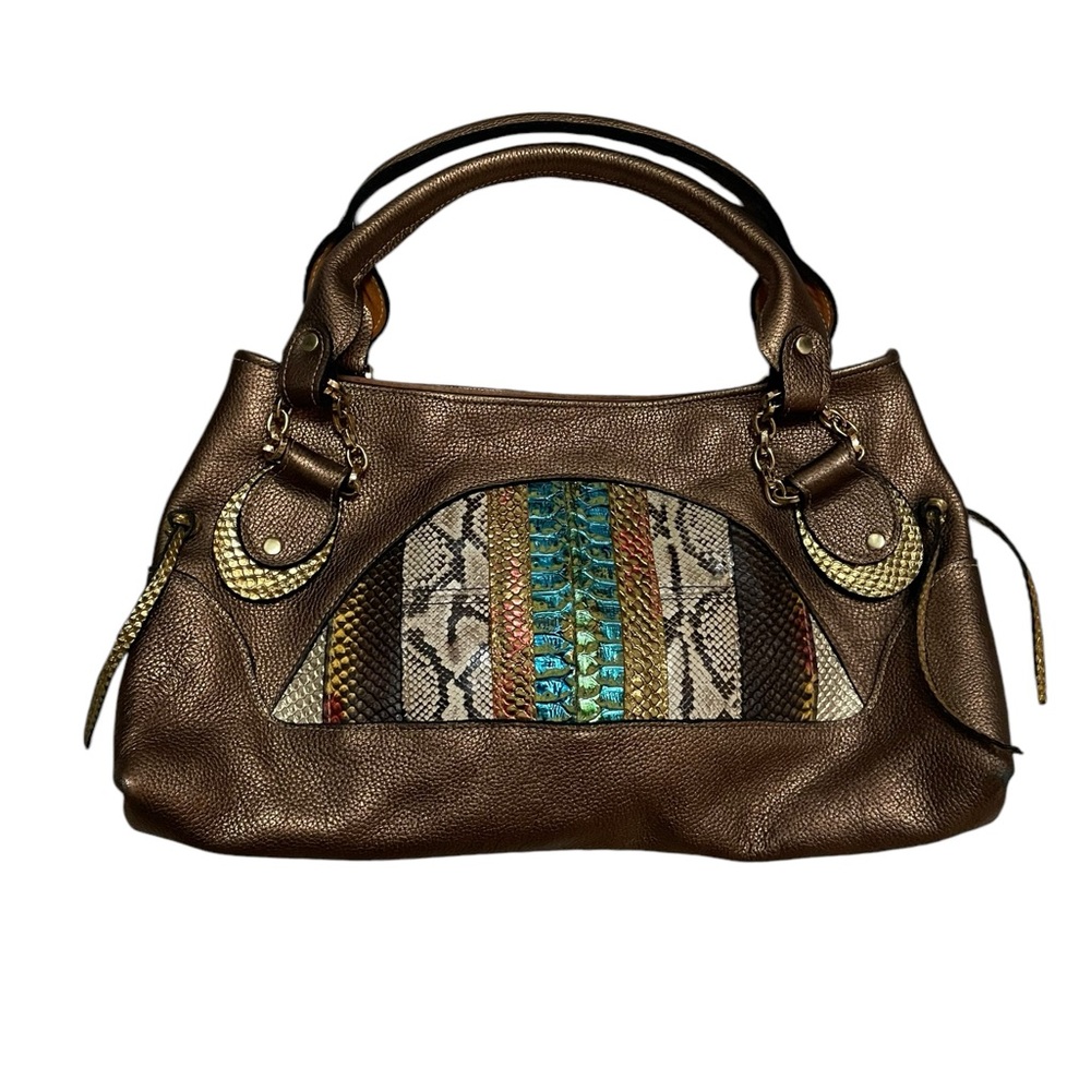 Diego Rocha New York Snakeskin Brown Pebbled Leather Handmade Purse HandBag READ